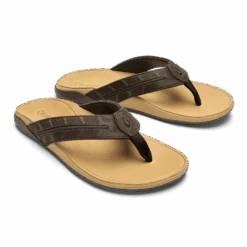 OluKai Tuahine Palm-Dk Java / Golden Sand -OluKai 10576 48GS 003 M TUAHINEPALM DarkJavaGoldenSand